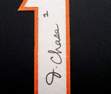 BENGALS JA'MARR CHASE AUTOGRAPHED SIGNED FRAMED BLACK JERSEY BECKETT QR 209467