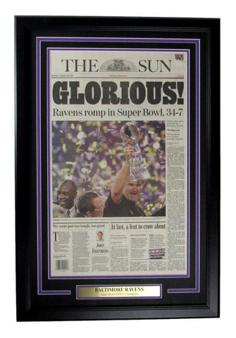 The Sun Newspaper Baltimore Ravens 2001 Super Bowl XXXV Champs Framed 166799