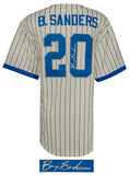 Barry Sanders Signed Detroit Lions Cream M&N Baseball Jersey - (SCHWARTZ COA)