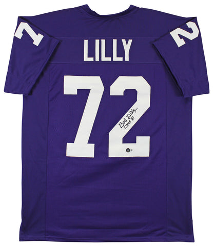 TCU Bob Lilly "CHOF 81" Authentic Signed Purple Pro Style Jersey BAS Witnessed