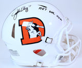 John Elway Autographed Broncos Speed Pro Snowcapped Helmet w/ Inscription (BAS)