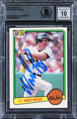 Red Sox Wade Boggs Signed 1983 Donruss #586 Rookie Card Auto 10! BAS Slabbed