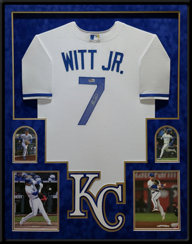 SUEDE FRAMED KANSAS CITY ROYALS BOBBY WITT JR. SIGNED JERSEY BECKETT HOLO