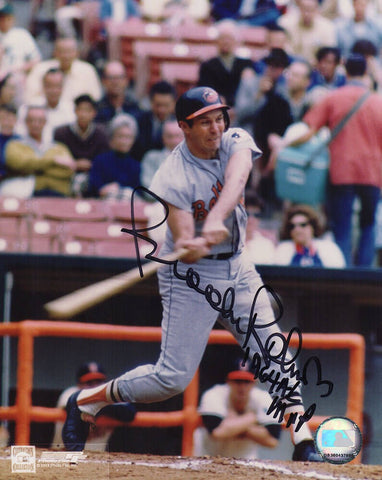 Brooks Robinson Signed Orioles Batting 8x10 Photo w/1964 AL MVP - (SCHWARTZ COA)