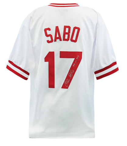 Chris Sabo (REDS) Signed White Custom Baseball Jersey w/88 ROY - (SCHWARTZ COA)