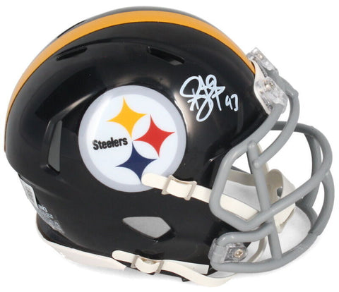 Troy Polumalu Autographed Pittsburgh Steelers Throwback Mini Helmet Beckett