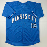 Autographed/Signed Salvador Perez Kansas City Blue Jersey Beckett BAS COA