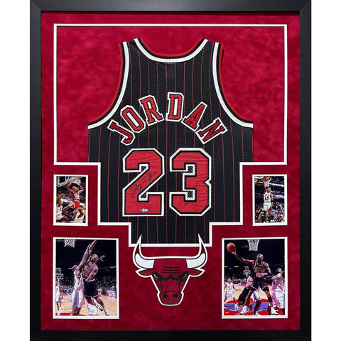 Michael Jordan Autographed Signed Framed Bulls Black Jersey UPPERDECK UDA