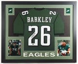 Saquon Barkley Signed Philadelphia Eagles 35"x43" Framed Jersey (Beckett) #1 R.B