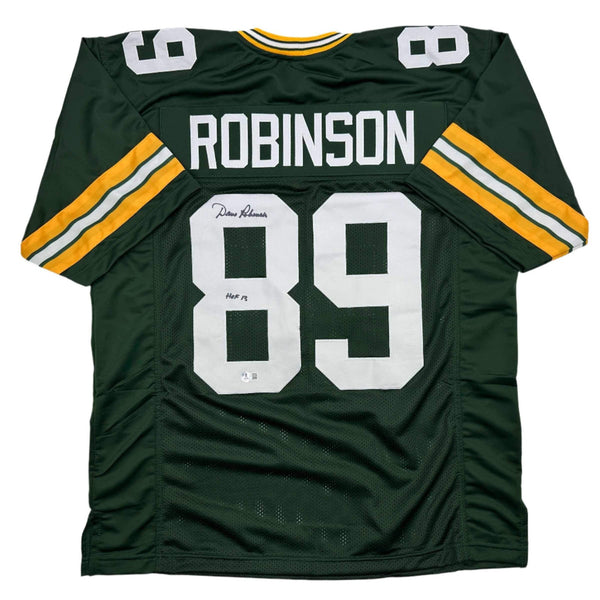 Autographed/Signed Dave Robinson HOF 13 Green Bay Green Jersey Beckett BAS COA