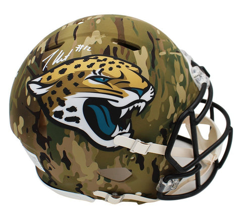 Travis Hunter Signed Jacksonville Jaguars Speed Authentic Camo NFL Helmet