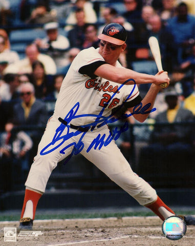 Boog Powell Signed Orioles Batting Action 8x10 Photo w/70 MVP - (SCHWARTZ COA)