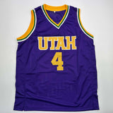 Autographed/Signed Adrian Dantley HOF 2008 Utah Purple Jersey Beckett BAS COA