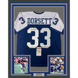 Framed Autographed/Signed Tony Dorsett 33x42 Dallas Football Jersey JSA COA