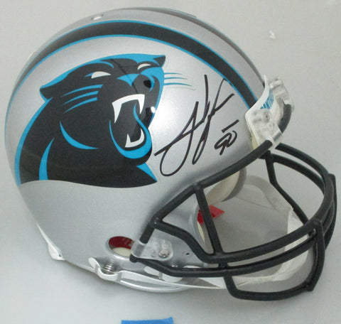 Panthers JULIUS PEPPERS Signed Full Size Riddell Authentic Helmet AUTO - SS