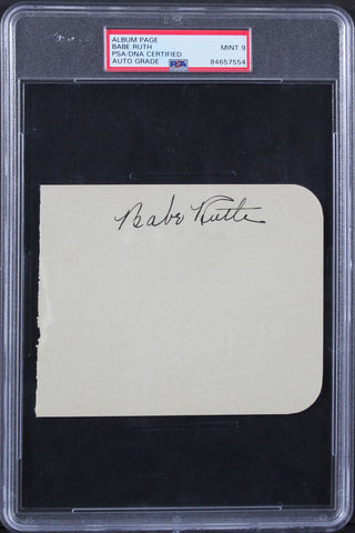 Yankees Babe Ruth Authentic Signed 4x5 Album Page Auto Graded Mint 9! PSA/DNA