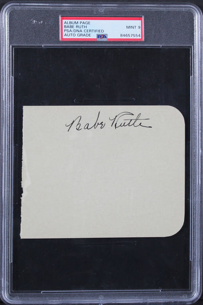 Bane Ruth Auto Yankees Babe Ruth Authentic Signed 4x5 Album Page Auto Graded Mint 9 ...