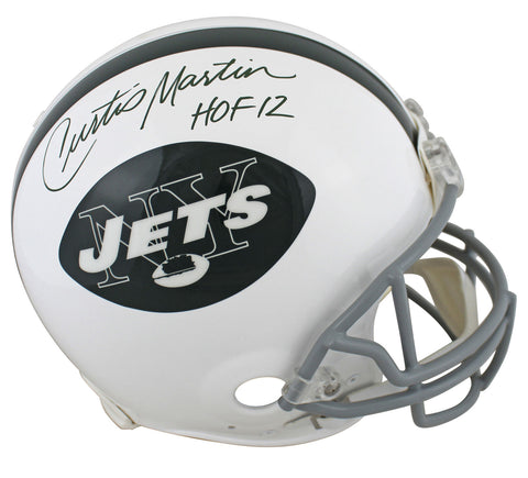 Jets Curtis Martin HOF 12 Signed White 65-77 TB Full Size Proline Helmet PSA Itp