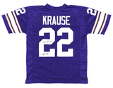 Paul Krause Signed Minnesota Throwback Purple Custom Jersey - HOF 98