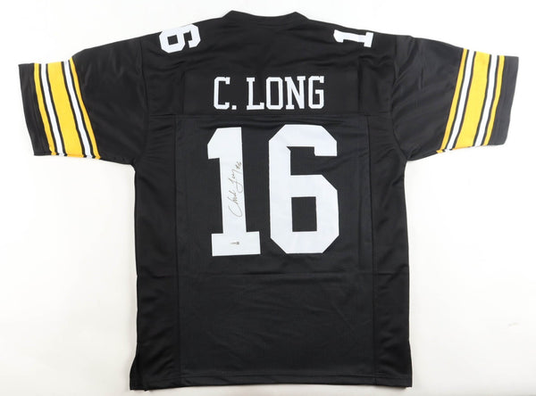 Chuck Long Signed Iowa Hawkeyes Black Jersey (JSA) Detroit Lions #2 QB 1986-1884