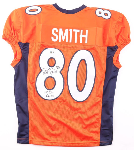 Rod Smith "2xSB Champs" Signed Denver Broncos Pro Cut Orange Jersey (Beckett)