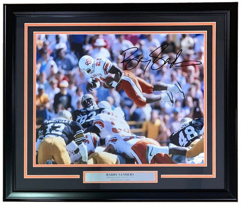 Barry Sanders Signed Framed 16x20 Oklahoma State Cowboys Photo JSA