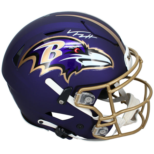 Trey Hendrickson Autographed Baltimore Ravens Purple Rising Speedflex Helmet JSA