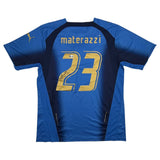 Autographed/Signed Marco Materazzi Italy Blue Soccer Jersey Beckett BAS COA