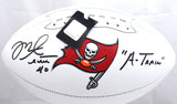 Mike Alstott Autographed Buccaneers Logo Football w/ A-Train - Beckett W Holo