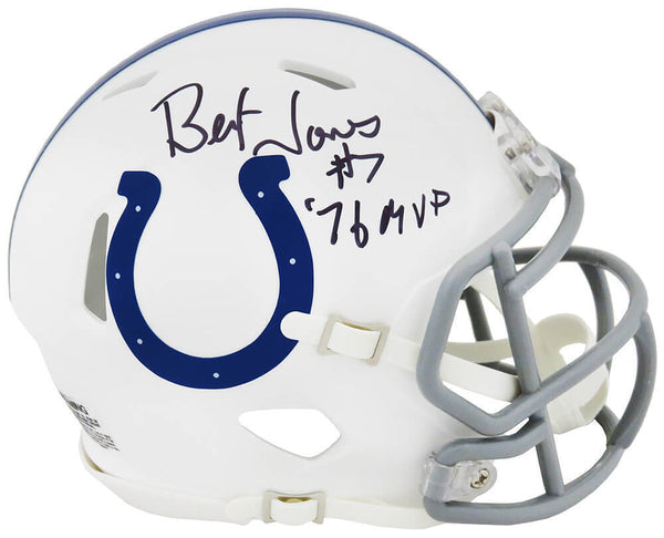 Bert Jones Signed Colts Riddell Speed Mini Helmet w/76 MVP (SCHWARTZ COA)
