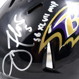 Joe Flacco Signed Baltimore Ravens Speed Mini Helmet w/SB MVP-Beckett W Hologram