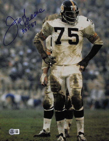 Joe Greene Autographed Signed 11x14 Photo Steelers "HOF 87" Beckett QR #BS30535
