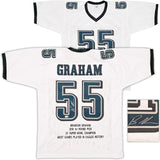 EAGLES BRANDON GRAHAM AUTOGRAPHED WHITE SUPER BOWL STATS JERSEY BECKETT 239892