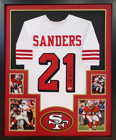 Deion Sanders Autographed Signed Framed San Francisco 49ers Jersey BECKETT