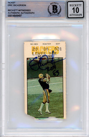Eric Dickerson Autographed 9/18/1983 vs Packers Ticket Stub ROY BAS Slab 39208