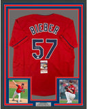 FRAMED Signed SHANE BIEBER 35x39 Cleveland Red Jersey JSA COA Auto
