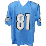 Calvin Johnson Autographed/Signed Pro Style Blue Jersey Beckett 44026