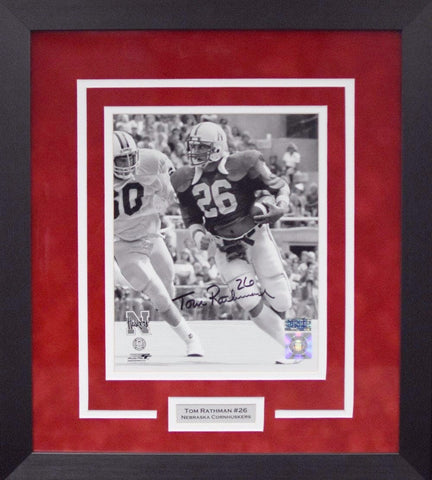 TOM RATHMAN SIGNED NEBRASKA CORNHUSKERS 8x10 FRAMED PHOTO COA
