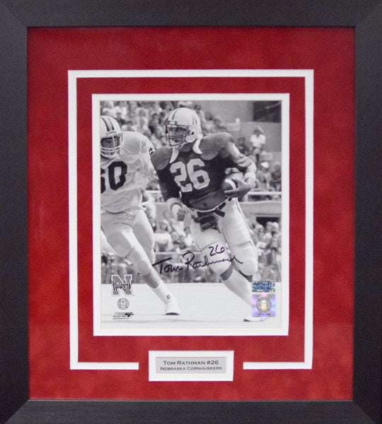 TOM RATHMAN SIGNED NEBRASKA CORNHUSKERS 8x10 FRAMED PHOTO COA