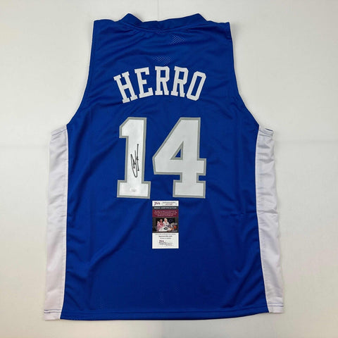 Autographed/Signed Tyler Herro Kentucky Blue College Basketball Jersey JSA COA