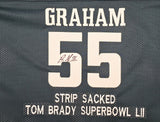 EAGLES BRANDON GRAHAM & MILTON WILLIAMS AUTOGRAPHED SB STATS JERSEY STRIP SACK