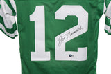 Joe Namath Autographed/Signed Pro Style Green Jersey JSA 33377