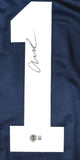 Abdul Carter Autographed Blue College Style Jersey - Beckett W Hologram *Black