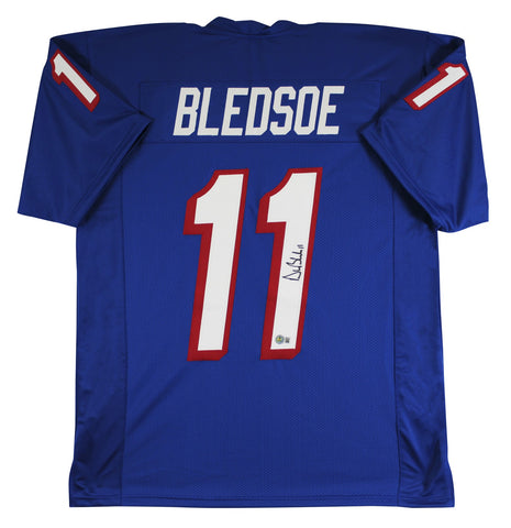 Drew Bledsoe Authentic Signed Throwback Blue Pro Style Jersey BAS Witnessed
