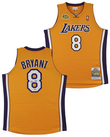 Lakers Kobe Bryant Signed Yellow M&N 2000-01 HWC Authentic Jersey PSA #B11719