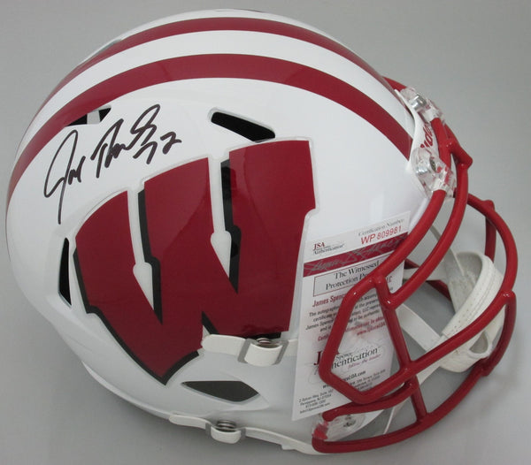 Wisconsin Badgers JOE THOMAS Signed Full Size Rep Speed Helmet AUTO-Browns JSA!