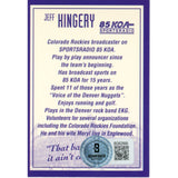Jeff Hingery Autographed Colorado Rockies 85 KOA Trading Card Beckett 59182