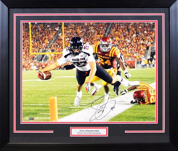 JACE AMARO AUTOGRAPHED TEXAS TECH RED RAIDERS 16x20 FRAMED PHOTO COA