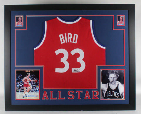 Larry Bird Signed Boston Celtic 35x43 Framed All Star Game Jersey (Beckett LOA)