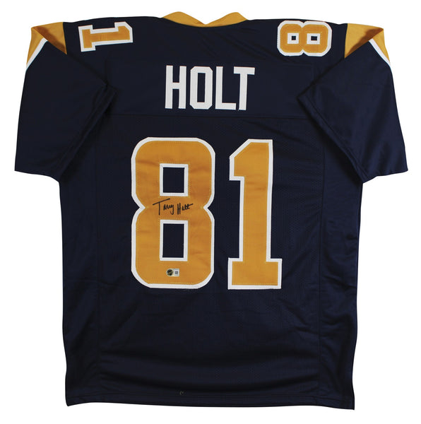 Torry Holt Authentic Signed Navy Pro Style Jersey Autographed BAS Witnessed